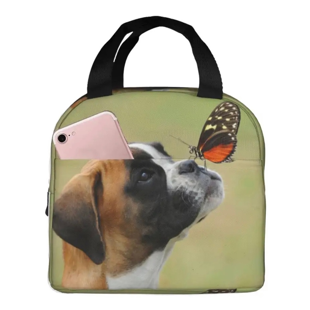 Cute Boxer dog Insulated Tote Lunch Bag.